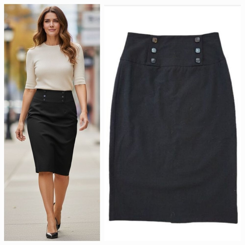 Vintage Y2K A. Byer Knee Length Pencil Skirt in Black Modern Size Small